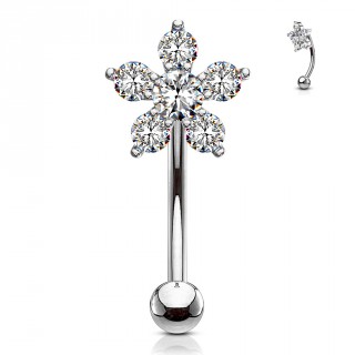 Piercing arcade � fleur pav�e de strass - Clair