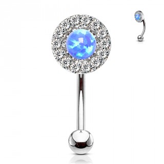 Piercing arcade � Opale bleue cercl�e de strass