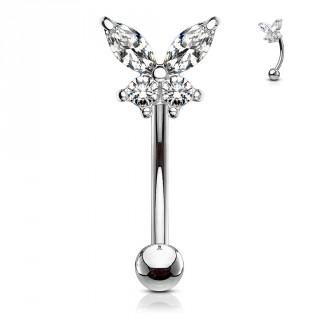 Piercing arcade � papillon pav� de strass - Clair