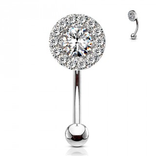 Piercing arcade � pierre cercl�e de strass - Clair