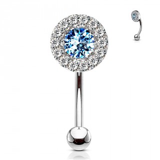 Piercing arcade � pierre cercl�e de strass - Clair et bleu aqua