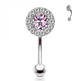 Piercing arcade � pierre cercl�e de strass - Clair et rose