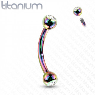Piercing arcade Titane G23 arc en ciel � boules strass