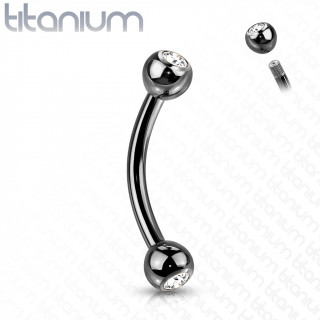 Piercing arcade Titane G23 noir � boules strass