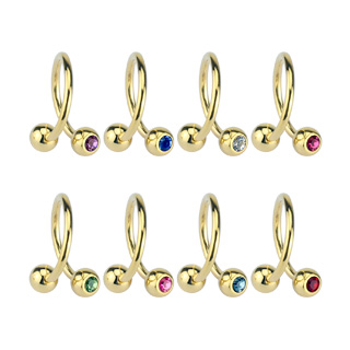 Piercing arcade twist plaqu� or � boules avec strass