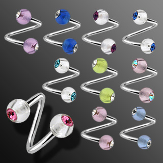 Piercing arcade twist � boules acrylique serties