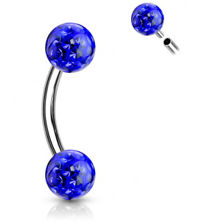 Piercing banane acier � boule f�rido (filetage interne) - Bleu