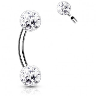 Piercing banane acier � boule f�rido (filetage interne) - Clair
