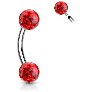 Piercing banane acier � boule f�rido (filetage interne) - Rouge