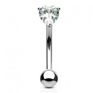 Piercing banane acier coeur griff� clair