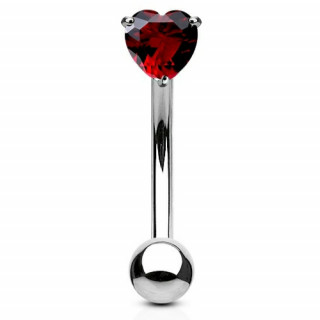 Piercing banane acier coeur griff� rouge