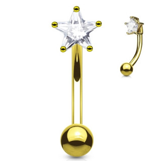 Piercing banane plaqu� or � �toile strass