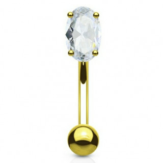 Piercing banane plaqu� or � pierre ovale