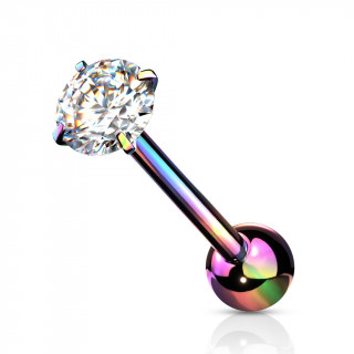 Piercing barbell acier arc en ciel � zirconium griff�