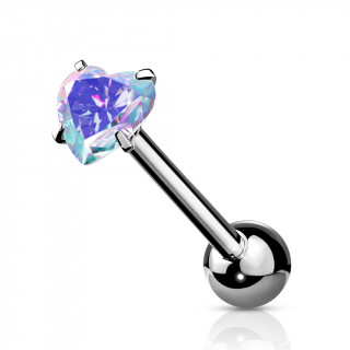 Piercing barbell acier � coeur zirconium griff� - Aurore Bor�ale