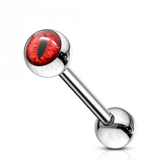 Piercing barbell acier � oeil de serpent - Rouge