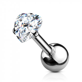 Piercing barbell cartilage � coeur griff� - Gris