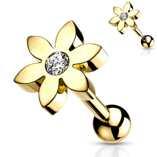 Piercing barbell cartilage � fleur sertie - Dor�