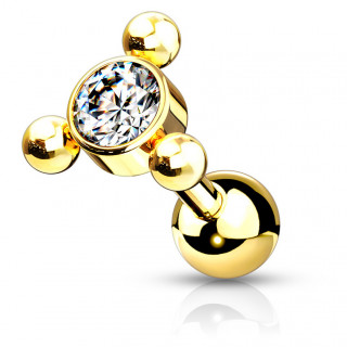 Piercing barbell cartilage boules et strass - Dor�