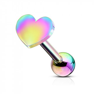 Piercing barbell cartilage � coeur - Arc en ciel (tragus, helix...)