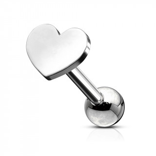 Piercing barbell cartilage � coeur - Inox (tragus, helix...)