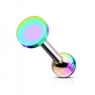 Piercing barbell cartilage � disque plat - Arc en ciel (tragus, helix...)