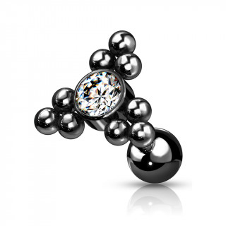 Piercing barbell cartilage � triangles de perles - Noir