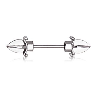 Piercing barbell � embouts en forme de lances