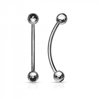 Piercing barbell long courb� � boules serties - Noir