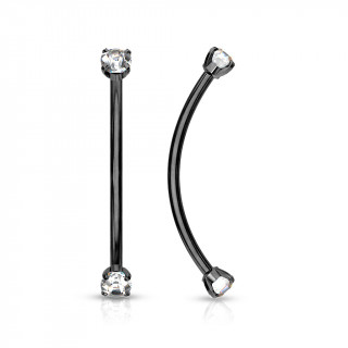 Piercing barbell long courb� noir � strass griff�s