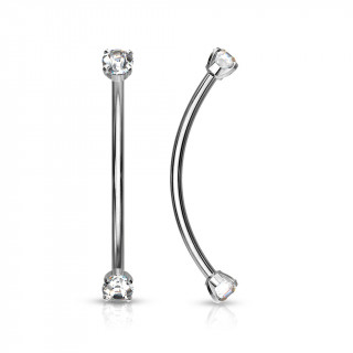 Piercing barbell long courb� � strass griff�s - Clair