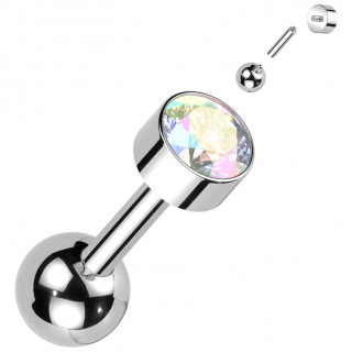 Piercing barbell d'oreille Titane � disque zirconium Aurore bor�ale