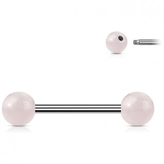 Piercing barbell � perles de Quartz Rose (langue et t�ton)