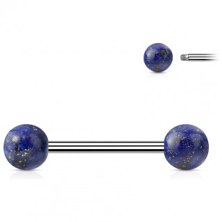 Piercing barbell � perles de Sodalite Bleue (langue et t�ton)