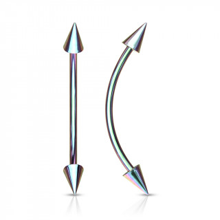 Piercing barbell snake eyes courb� arc en ciel � pointes