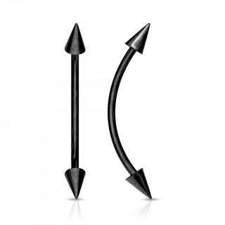 Piercing barbell snake eyes courb� noir � pointes