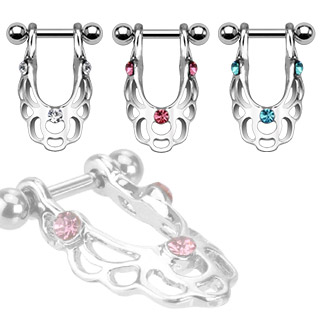 Piercing bouclier vintage h�lix � strass