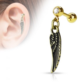 Piercing cartilage � pendentif aile d'ange - dor�