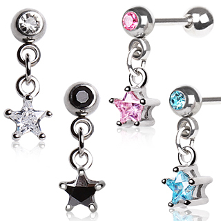 Piercing cartilage � pendentif �toile strass