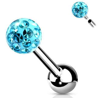 Piercing cartilage acier � boule f�rido (filetage interne) - Bleu aqua
