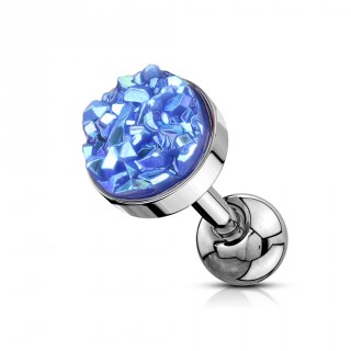 Piercing cartilage acier � druse ronde bleue