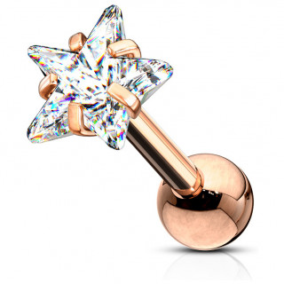 Piercing cartilage acier cuivr� � Etoile Zirconium
