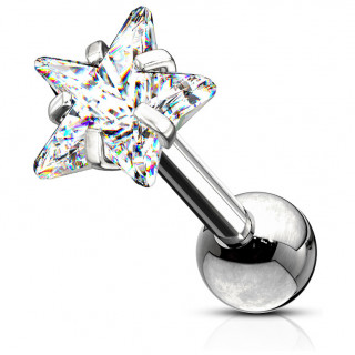 Piercing cartilage acier � Etoile Zirconium