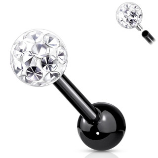 Piercing cartilage acier noir � boule f�rido (filetage interne)