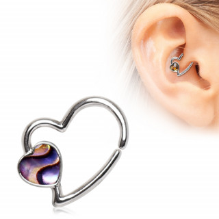Piercing cartilage anneau � coeur d'abalone