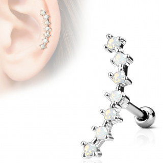 Piercing cartilage arqu� � enfilade d'Opalites blanches