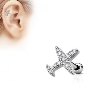 Piercing cartilage avion pav� de strass