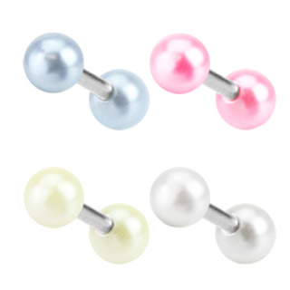Piercing cartilage barbell acier � perles acrylique