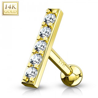 Piercing cartilage � barrette sertie - or jaune 14 carats