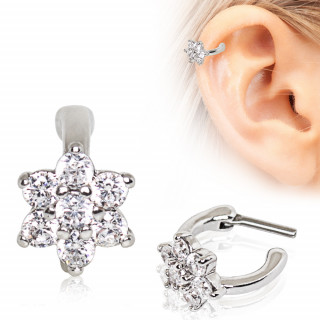 Piercing cartilage clicker � fleur strass